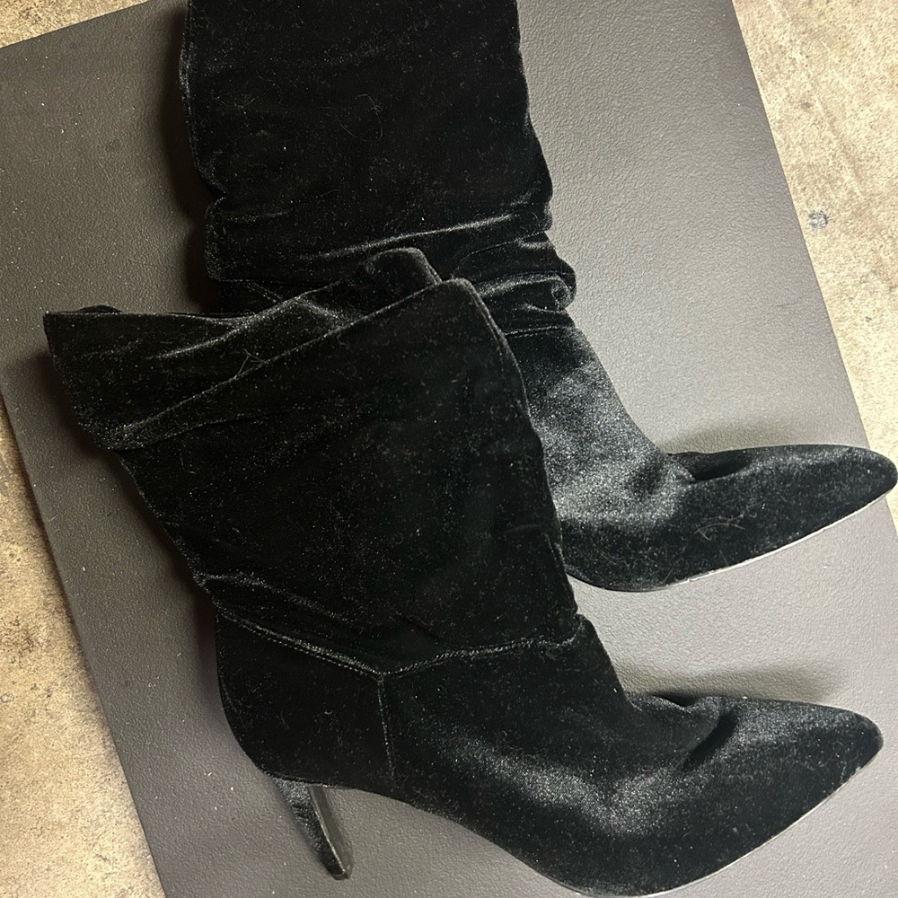 Kohl's Black Velvet Heeled Boots